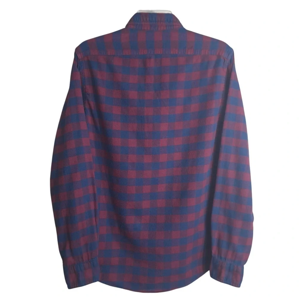J. Crew Men's Plaid Shirt‎ Size S Blue/Burgundy Flannel Collared Button-Up